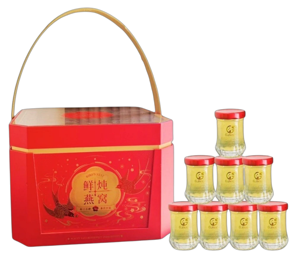 鲜炖燕窝礼盒 · 红色手提盒配玻璃瓶装