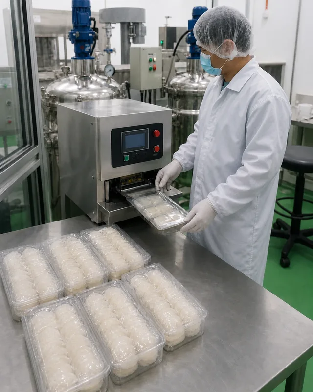 星宸燕窝加工工序：灭菌包装